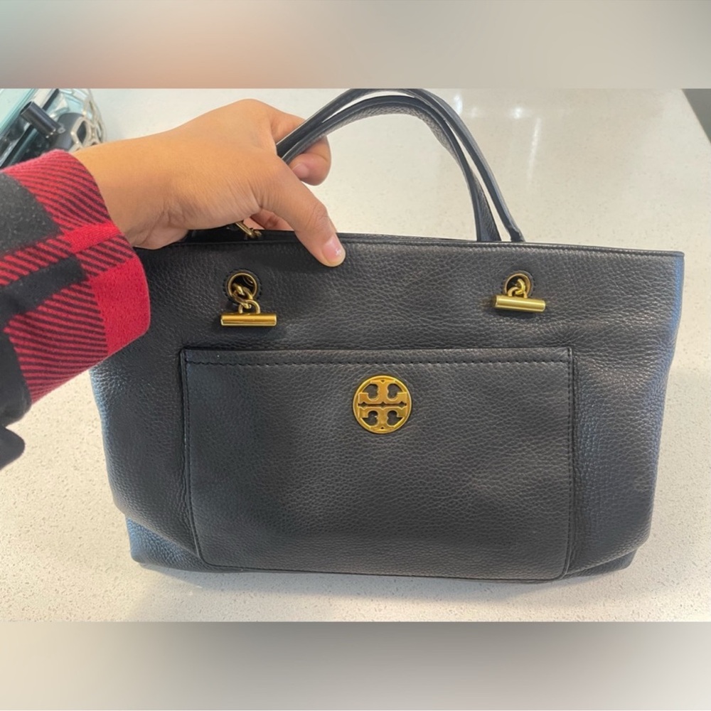 Tory Burch Leather Tote with Gold Accents
